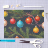 カラフルクリスマスオーナメントぶら下がったのツリー 薄葉紙 (クラフト)