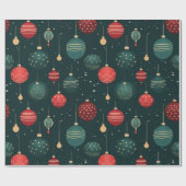 カラフルクリスマスオーナメントパターン ラッピングペーパー (フラット)