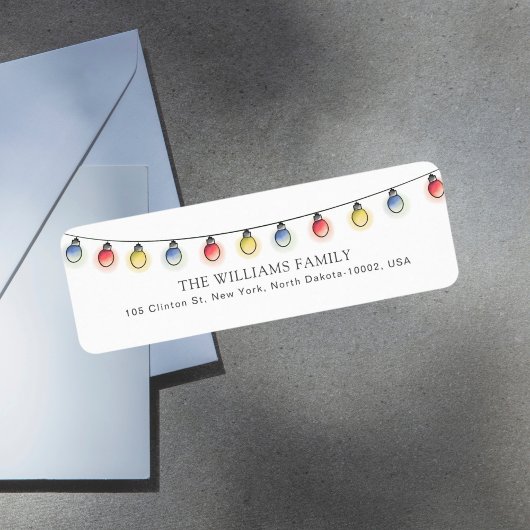 カラフルクリスマスカスタムライトの姓 ラベル