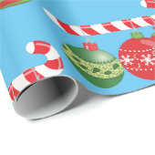 カラフルクリスマスキャンディーキャン&オーナメント ラッピングペーパー (ロールコーナー)