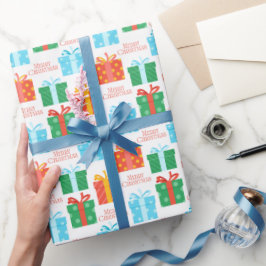 カラフルクリスマスギフトボックス冬休み ラッピングペーパー