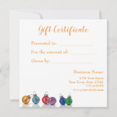 カラフルクリスマスグリッターオーナメントギフトカード (裏面)