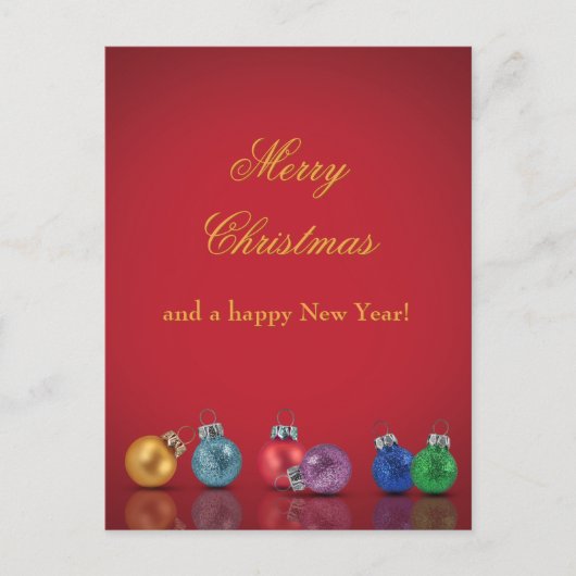カラフルクリスマスグリッターオーナメントホリデーポスト シーズンポストカード (正面)