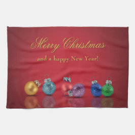 カラフルクリスマスグリッターオーナメント キッチンタオル