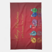 カラフルクリスマスグリッターオーナメント キッチンタオル (縦)
