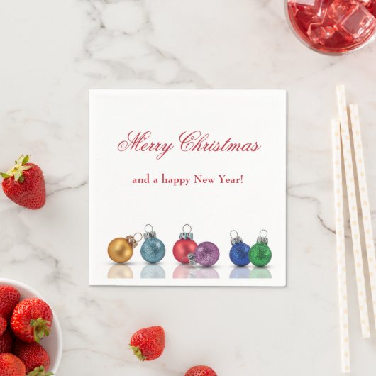 カラフルクリスマスグリッターオーナメント スタンダードカクテルナプキン (インサイチュ)