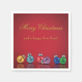 カラフルクリスマスグリッターオーナメント スタンダードカクテルナプキン