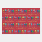 カラフルクリスマスグリッターオーナメント ラッピングペーパーシート (正面2)