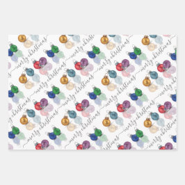 カラフルクリスマスグリッターオーナメント ラッピングペーパーシート