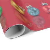 カラフルクリスマスグリッターオーナメント ラッピングペーパー (ロールコーナー)