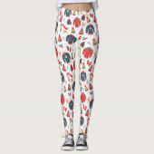 カラフルクリスマスシンボルとセーターのパターン レギンス (正面)