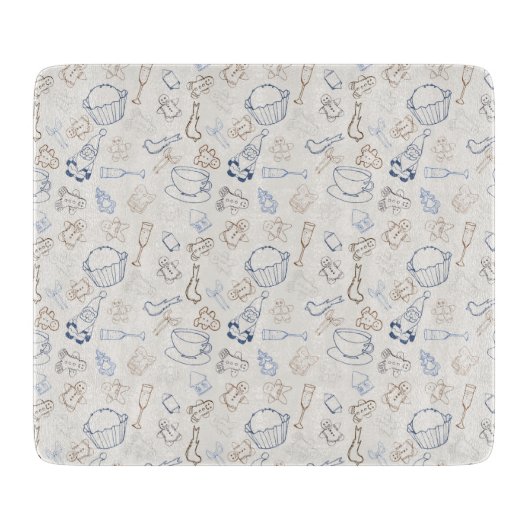 カラフルクリスマスジンジャーブレッドマンとサンタ カッティングボード (正面)