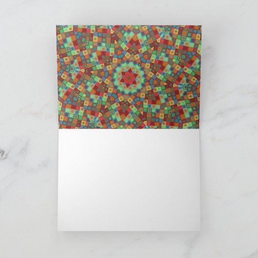 カラフルクリスマススターキルトホリデーグリーティング シーズンカード (内部)