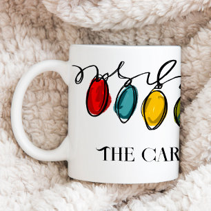 カラフルクリスマスストリングライトウォーターカラースケッチ コーヒーマグカップ