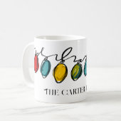カラフルクリスマスストリングライトウォーターカラースケッチ コーヒーマグカップ (正面左)