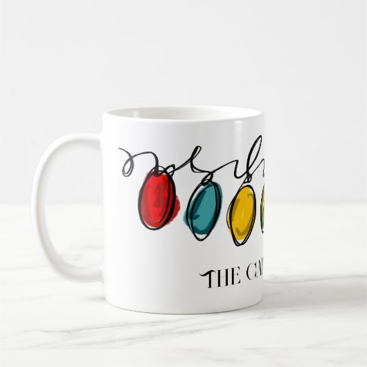 カラフルクリスマスストリングライトウォーターカラースケッチ コーヒーマグカップ (左)