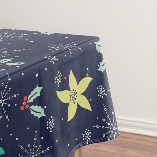 カラフルクリスマススノーフレーク&フラワーパターン テーブルクロス (インサイチュ)