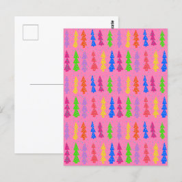 カラフルクリスマスツポップ・アートのリーアートピンク ポストカード