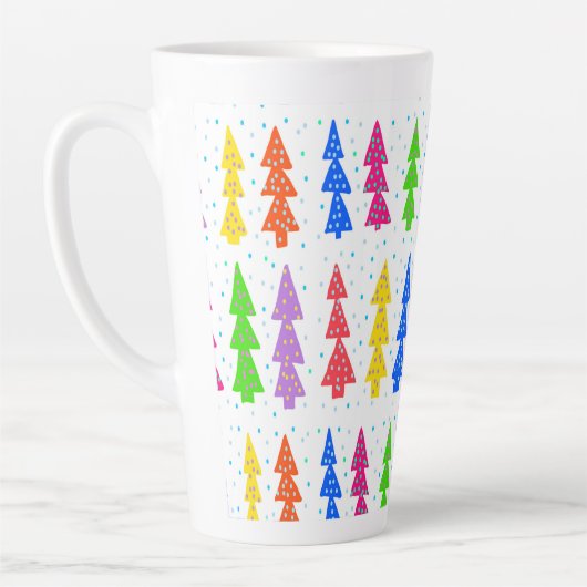 カラフルクリスマスツポップ・アートのリー カフェラテマグ (左)
