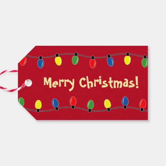 カラフルクリスマスツリーのライトギフトラベルラベル ギフトタグ (裏面横)