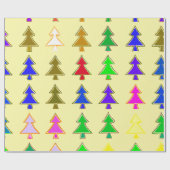 カラフルクリスマスツリーの冬のラッピング紙 ラッピングペーパー (フラット)