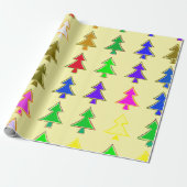 カラフルクリスマスツリーの冬のラッピング紙 ラッピングペーパー (アンロールド)