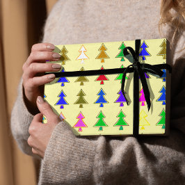 カラフルクリスマスツリーの冬のラッピング紙 ラッピングペーパー