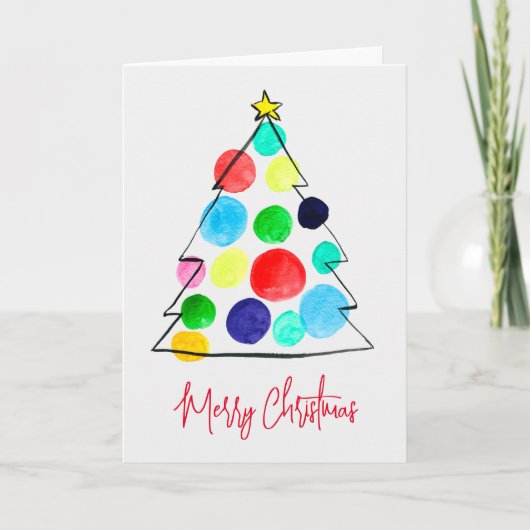 カラフルクリスマスツリーの水色 カード (正面)