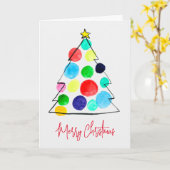 カラフルクリスマスツリーの水色 カード (黄色い花)