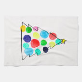 カラフルクリスマスツリーの水色 キッチンタオル (横)