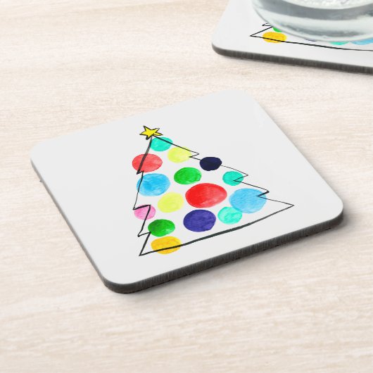 カラフルクリスマスツリーの水色 コースター (左側)