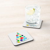 カラフルクリスマスツリーの水色 コースター (右側)