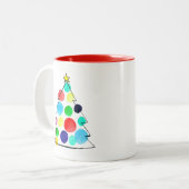 カラフルクリスマスツリーの水色 ツートーンマグカップ (正面左)