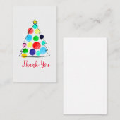 カラフルクリスマスツリーの水色 ノートカード (正面/裏面)