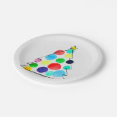 カラフルクリスマスツリーの水色 ペーパープレート (アングル)