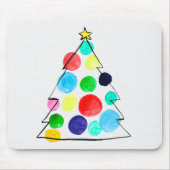 カラフルクリスマスツリーの水色 マウスパッド (正面)