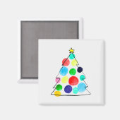 カラフルクリスマスツリーの水色 マグネット (正面/裏面)