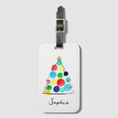 カラフルクリスマスツリーの水色 ラゲッジタグ (正面縦)