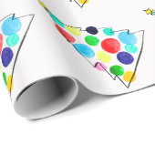 カラフルクリスマスツリーの水色 ラッピングペーパー (ロールコーナー)