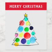 カラフルクリスマスツリーの水色 ワインラベル (シングルラベル)