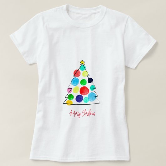 カラフルクリスマスツリーの水色 Tシャツ (デザイン正面)