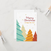 カラフルクリスマスツリーカード。 カード (正面/裏面インサイチュ)