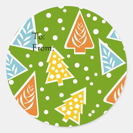 カラフルクリスマスツリーギフトラベルシール ラウンドシール (正面)