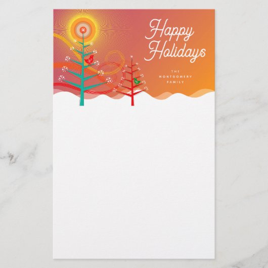 カラフルクリスマスツリーシクズホリデーステーショナリー 便箋 (正面)