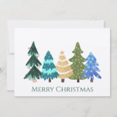 カラフルクリスマスツリーズクラフト紙ホリデーカード シーズンカード (正面)