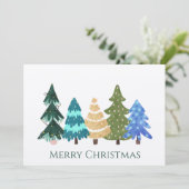 カラフルクリスマスツリーズクラフト紙ホリデーカード シーズンカード (スタンド正面)