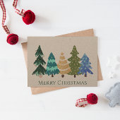 カラフルクリスマスツリーズクラフト紙ホリデーカード シーズンカード
