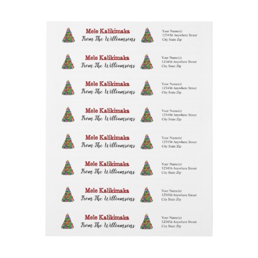 カラフルクリスマスツリーズメレカリキマカアドレス ラップアラウンドラベル (シート)