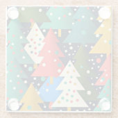 カラフルクリスマスツリーパターン ガラスコースター (裏面)