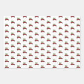 カラフルクリスマスツリー付き車 ラッピングペーパーシート (正面3)